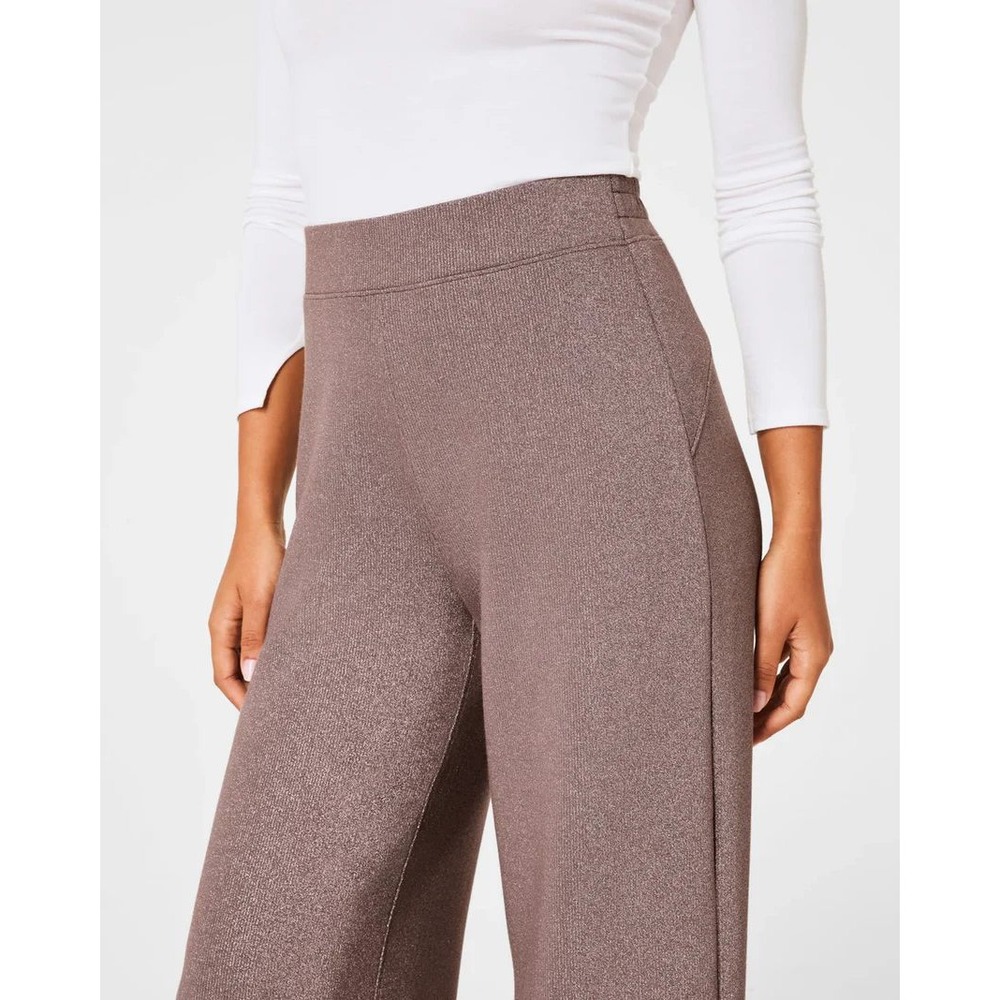 Spanx AirEssentials Wide Leg Pant with Shimmer Smoke Silver size large tall NWT - Picture 4 of 14